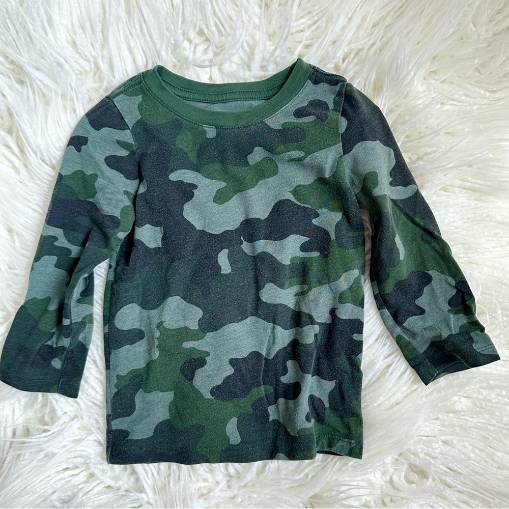 Cat & Jack Target Toddler Boys Army Camo Pattern Long Sleeve Shirt Size 2T